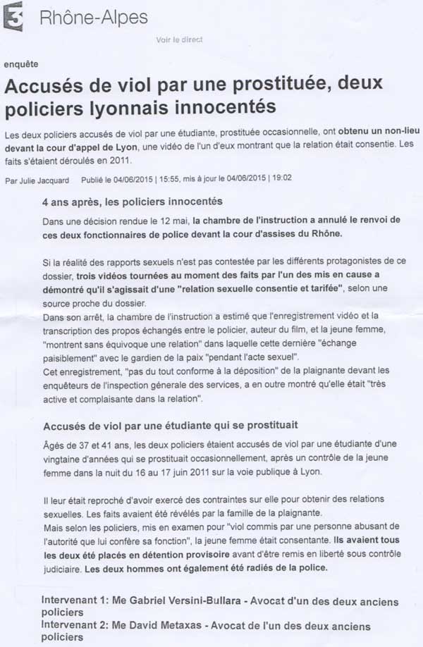 viol prostituée policiers