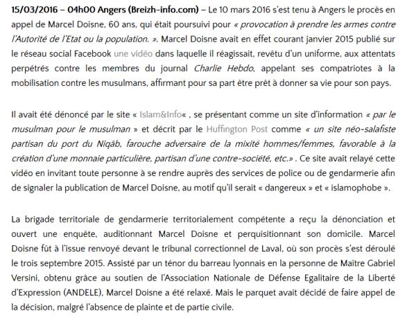 TV Breizh Info - Abandon des poursuites contre Marcel Doisne