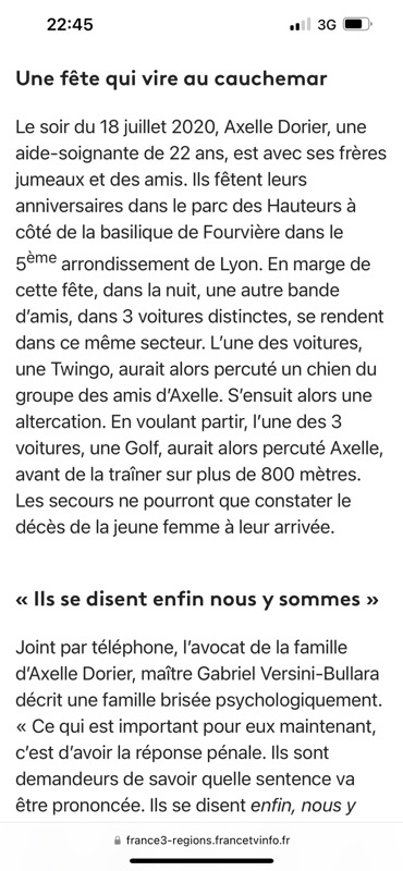 Affaire Axelle Dorier : le conducteur et son passager devant les assises du Rhône en janvier prochain