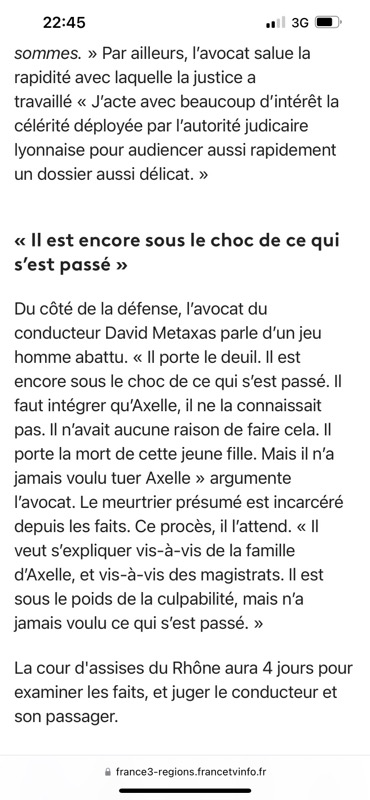 Affaire Axelle Dorier : le conducteur et son passager devant les assises du Rhône en janvier prochain