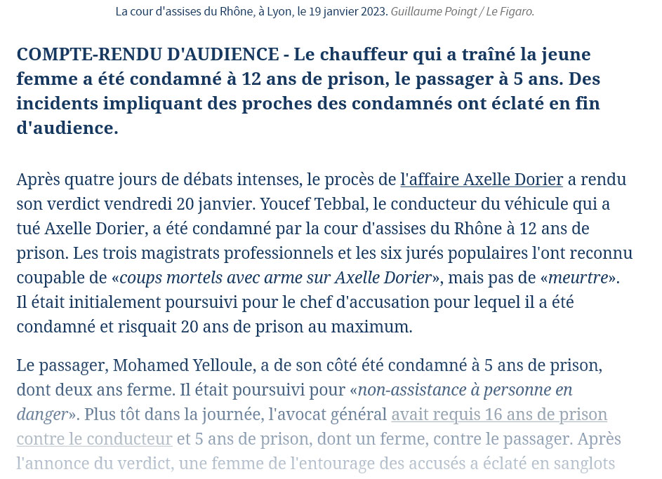 Avocat Versini - Mort d'Axelle Dorier, traînée sur 800 mètres à Lyon : colère et incidents après le verdict
