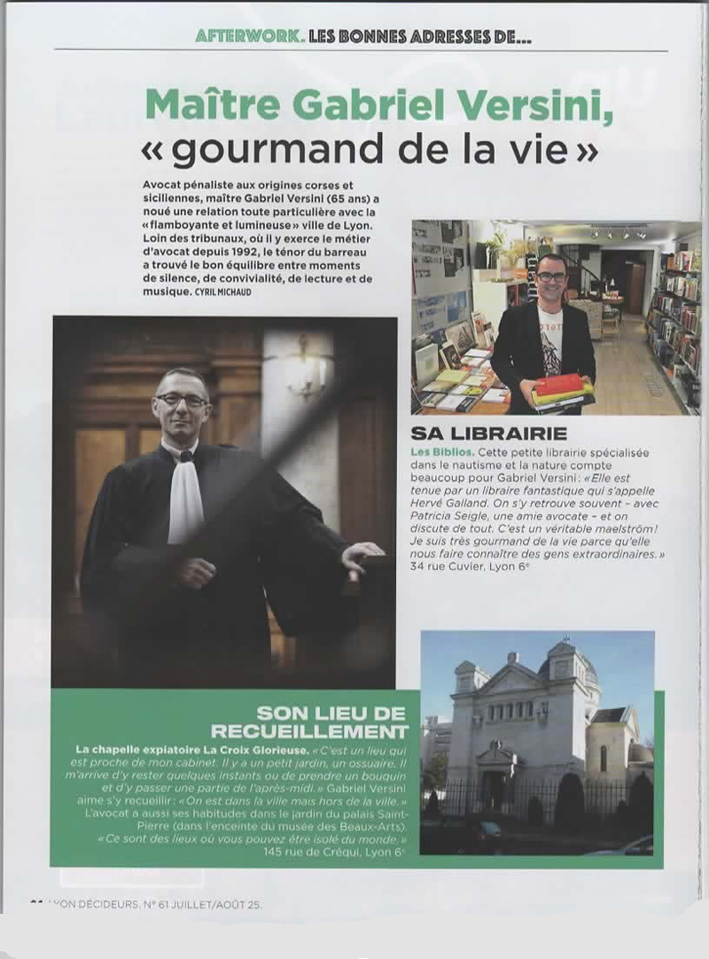 Avocat Versini - Lyon Décideurs : Les bonnes adresses